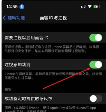 九龙苹果14维修网点分享iPhone14注视感知功能有什么用 