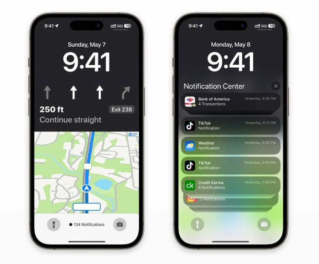 九龙苹果维修服务分享iOS17锁屏地图导航半屏显示长什么样 